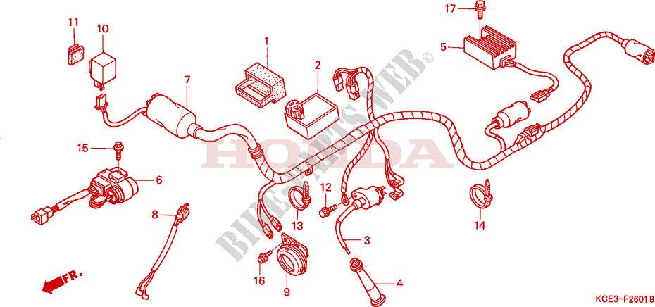 WIRE HARNESS/ IGNITION COIL(CL/DK/ED/U) for Honda XR 250 R 2003