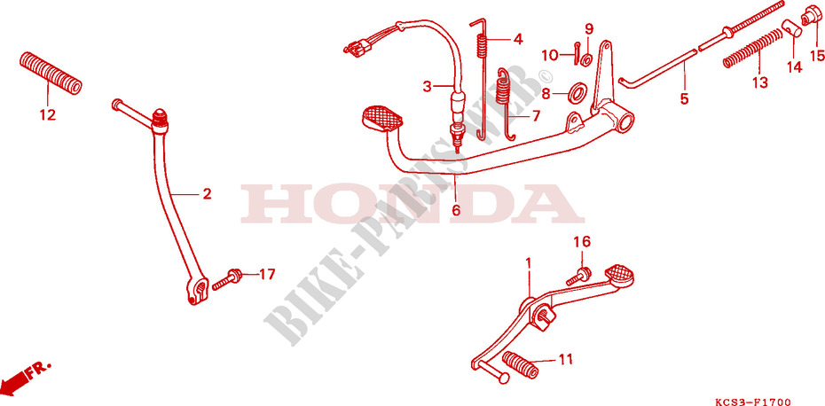 KICK STARTER ARM   BRAKE PEDAL   GEAR LEVER for Honda CG 125 CARGO ASIENTO INDIVIDUAL 1998