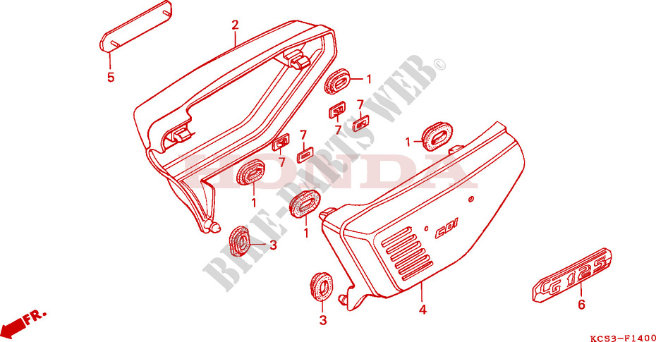 SIDE COVERS for Honda CG 125 CARGO ASIENTO INDIVIDUAL 1998