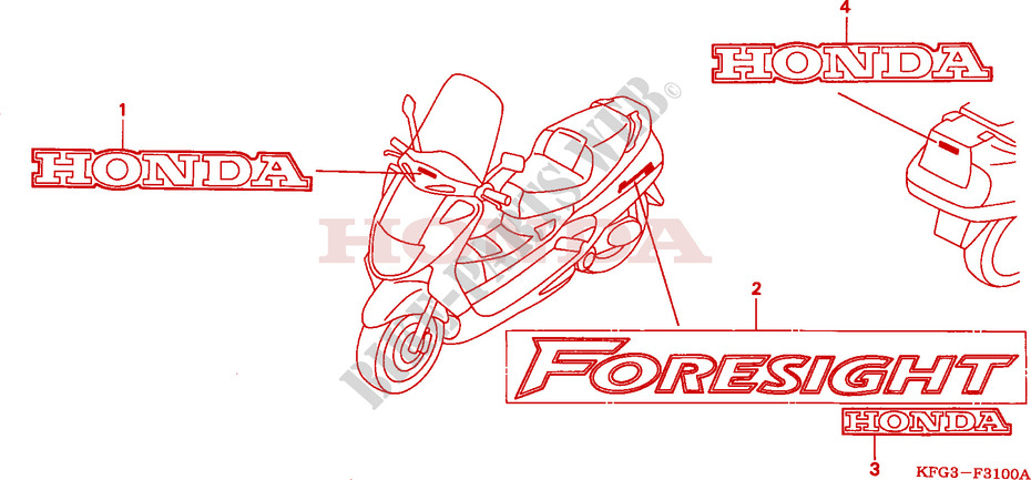 STICKERS for Honda FORESIGHT 250 1998