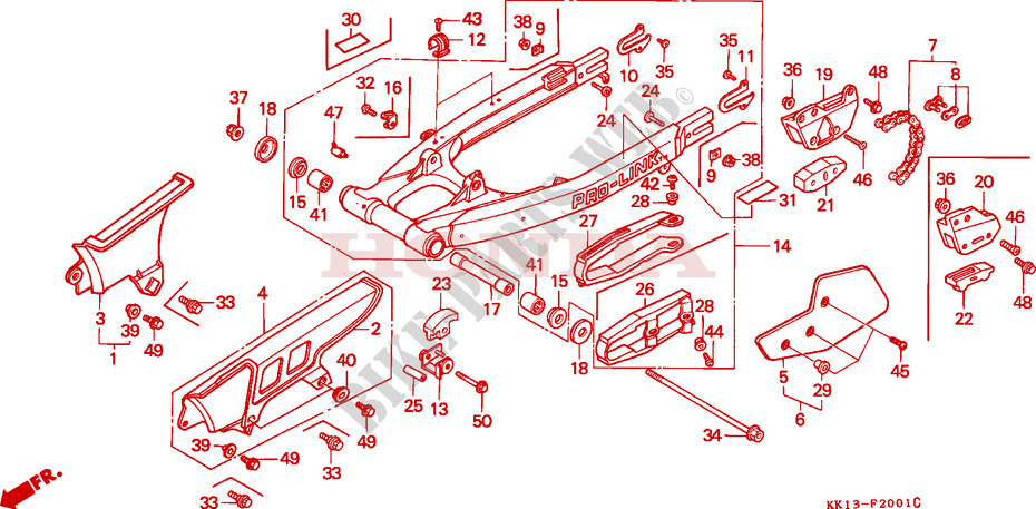 SWINGARM   CHAIN CASE for Honda XR 250 R 1988
