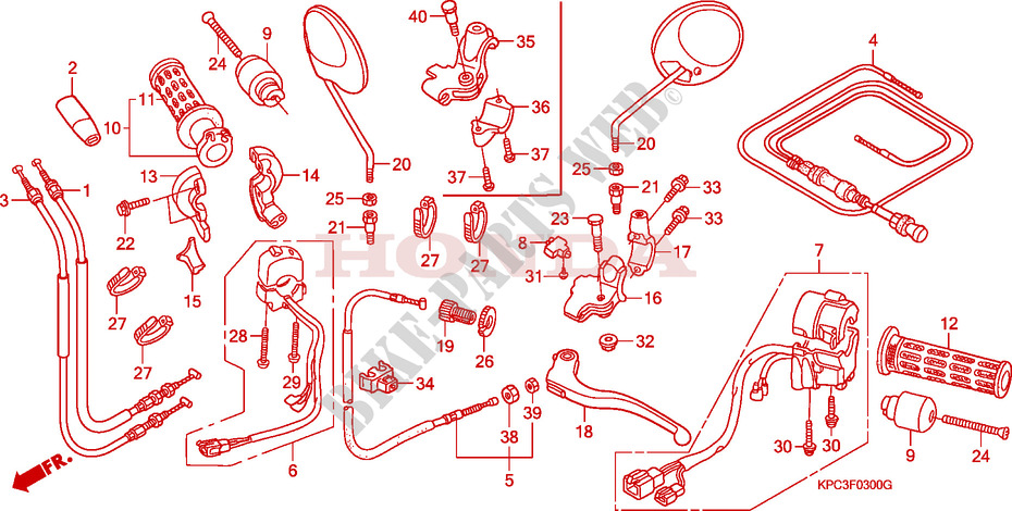 LEVER   SWITCH   CABLE (XL125V1/2/3/4/5/6) for Honda 125 VARADERO série limité 2003