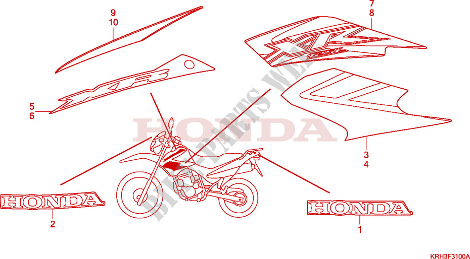 STICKERS for Honda XR 125 L Electric start 2003
