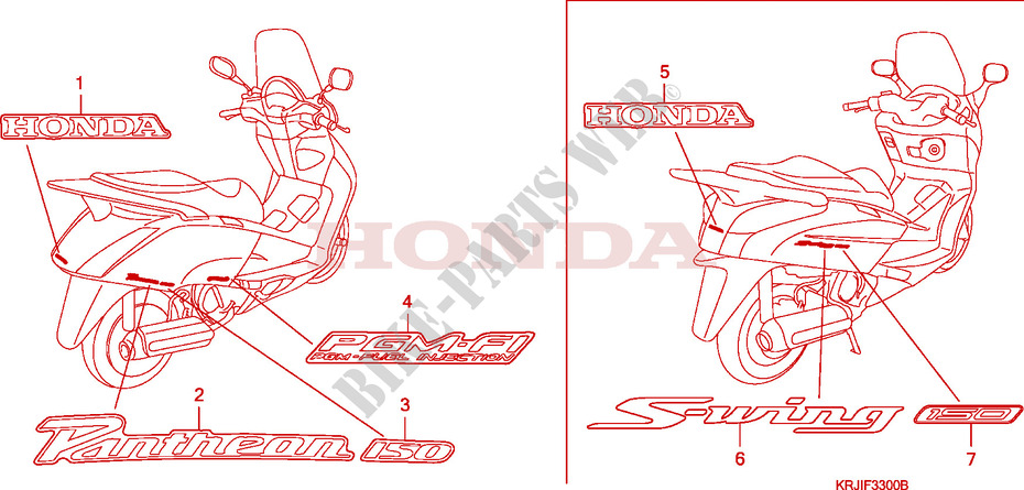STICKERS for Honda S WING 150 FES 2007