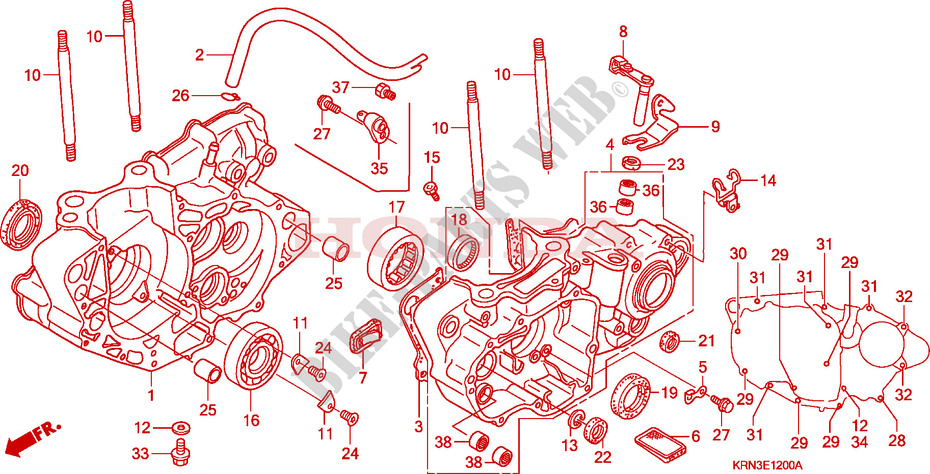 CRANKCASE for Honda CRF 250 R RED 2009