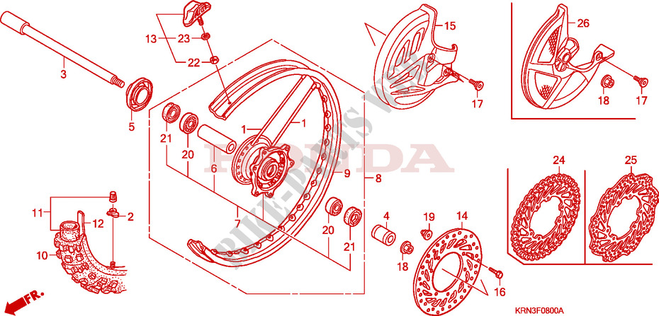 FRONT WHEEL for Honda CRF 250 R 2004