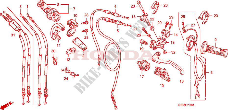 LEVER   SWITCH   CABLE for Honda CRF 250 R 2004