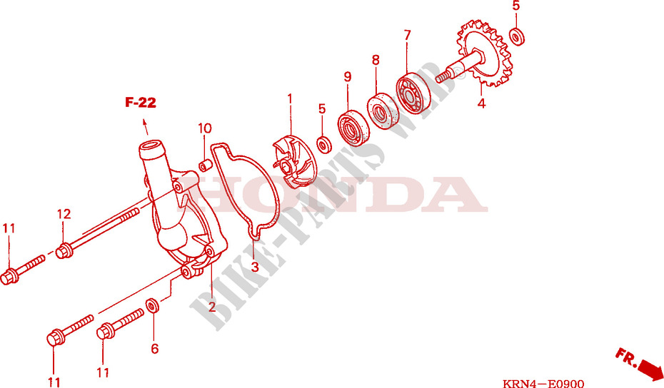 WATER PUMP for Honda CRF 250 R RED 2008