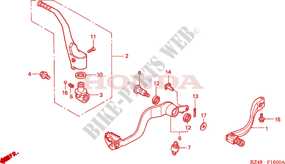 KICK STARTER ARM   BRAKE PEDAL   GEAR LEVER for Honda CR 125 R 2004