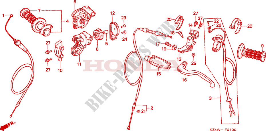 HANDLE LEVER   CABLE   SWITCH for Honda CR 125 R 1998