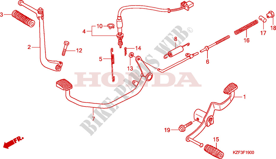 KICK STARTER ARM   BRAKE PEDAL   GEAR LEVER for Honda INNOVA 125 2010