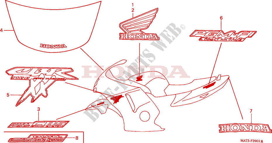 STRIPE/MARK (X/Y/1/2/3/4) for Honda CBR 1100 SUPER BLACKBIRD 2000