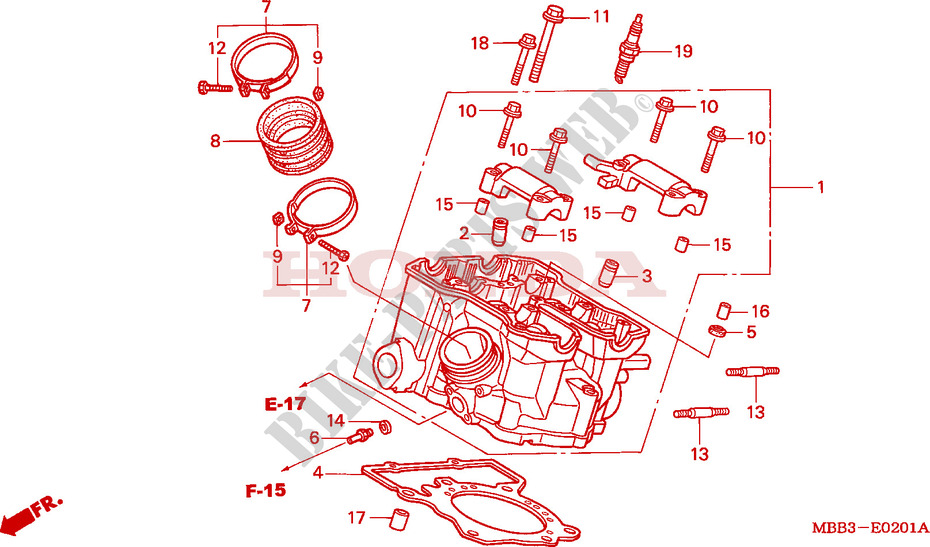 CYLINDER HEAD (REAR) for Honda VTR 1000 FIRE STORM 2000