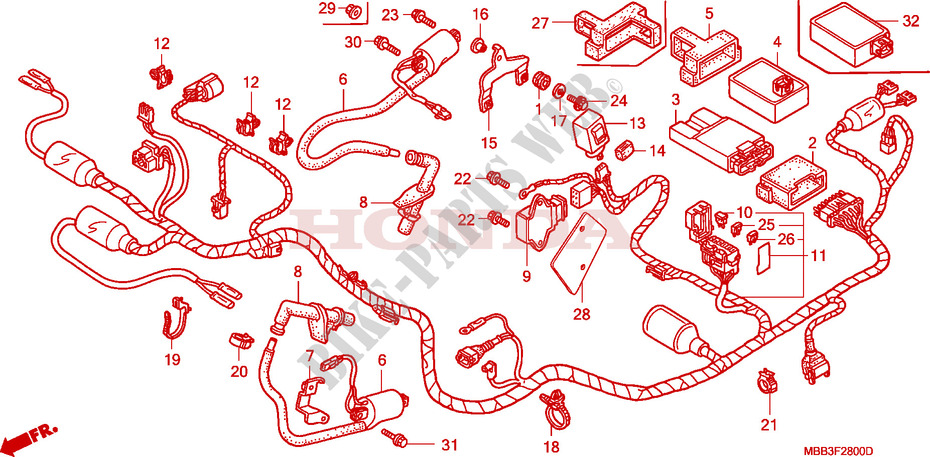 WIRE HARNESS for Honda VTR 1000 FIRE STORM 1997