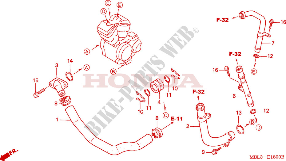 WATER HOSE for Honda DEAUVILLE 650 2003