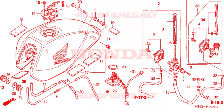 FUEL TANK (CB600F3/4/5/6) Honda MOTO 600 HORNET 2005  CB600F5
