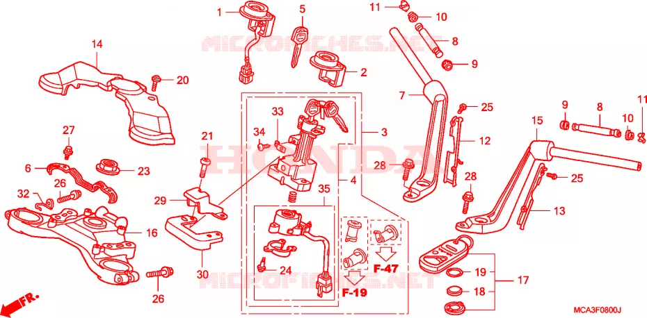 HANDLE PIPE/TOP BRIDGE (GL1800A1/A2/A3/A4) Honda MOTO 1800 GOLD-WING 2001  GL1800A1