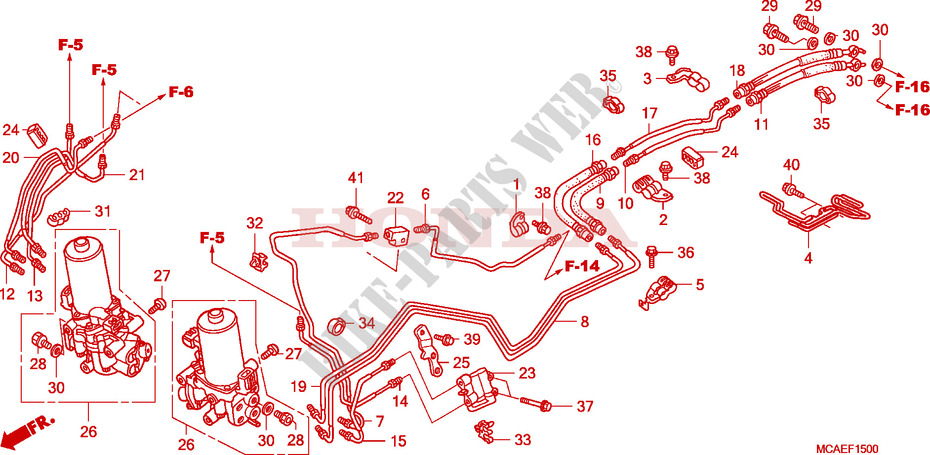 BRAKE CONTROL VALVE   LINES for Honda GL 1800 GOLD WING ABS 2009