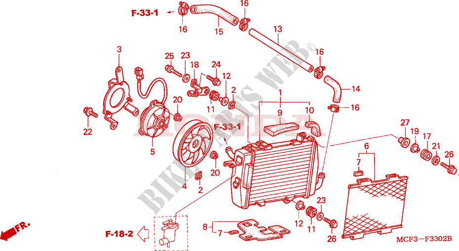RADIATOR (L.) (VTR1000SP2 /3/4/5/6) for Honda VTR 1000 SP2 2002
