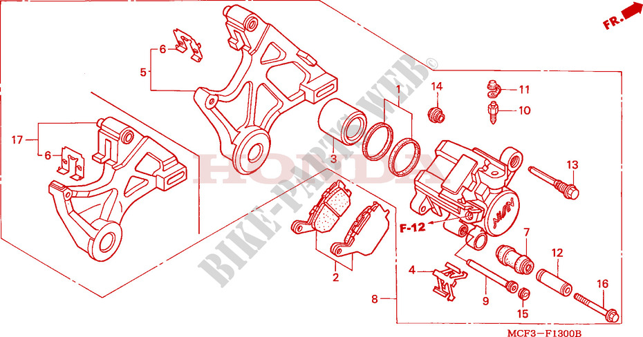 REAR BRAKE CALIPER for Honda VTR 1000 SP1 100CV 2000