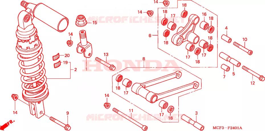 REAR SHOCK ABSORBER (VTR1000SP2/ 3/4/5/6) Honda MOTO 1000 SP 2004  VTR1000SP4