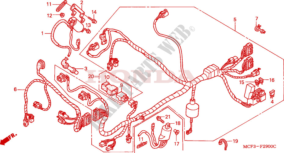 WIRE HARNESS (FRONT) for Honda VTR 1000 SP1 RC51 2000 # HONDA Motorcycles &  ATVS Genuine Spare Parts Catalog Wiring Harness Bike Parts-Honda