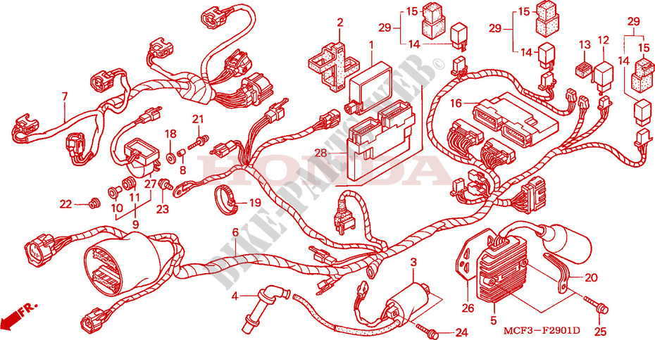 WIRE HARNESS (REAR) for Honda VTR 1000 SP1 RC51 2000