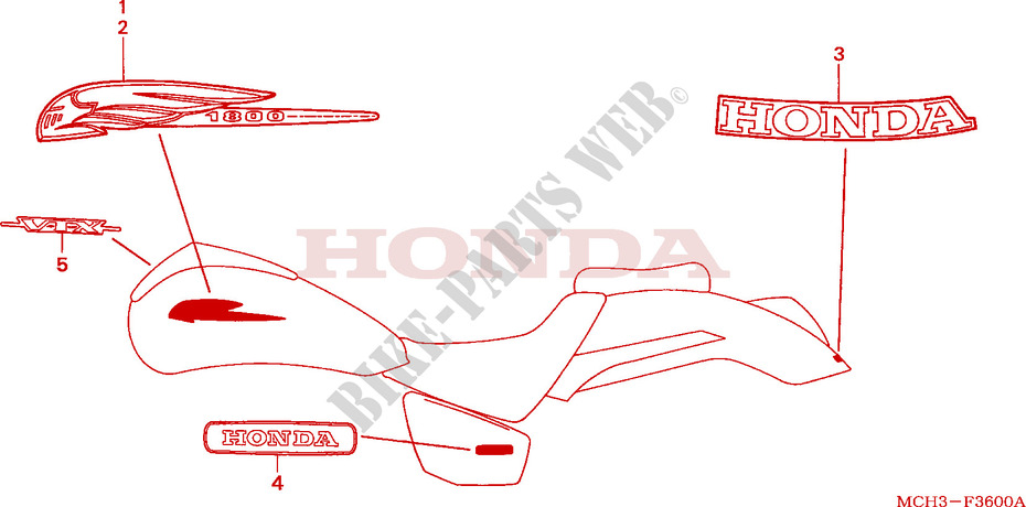 STICKERS (1) for Honda VTX 1800 C 2002