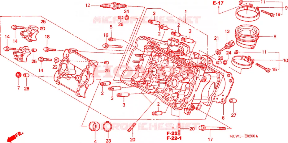 CYLINDER HEAD (FRONT) Honda MOTO 800 VFR 2003  VFR800A2