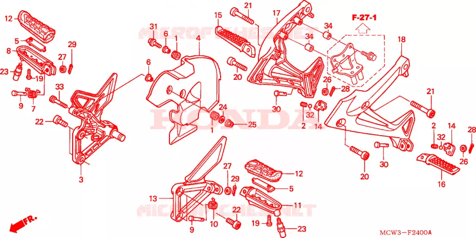 FOOTREST Honda MOTO 800 VFR 2005  VFR800A5