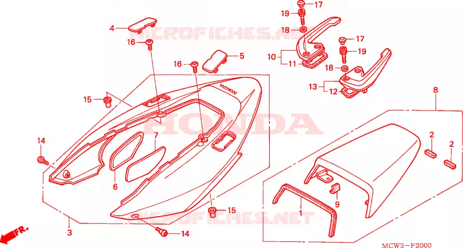 REAR COWL Honda MOTO 800 VFR 2002  VFR800A2