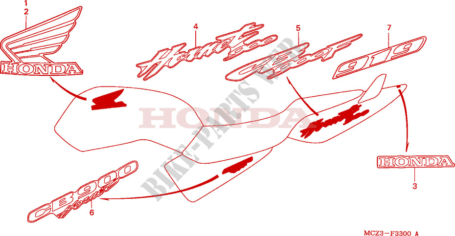 STICKERS for Honda CB 900 F HORNET 2007