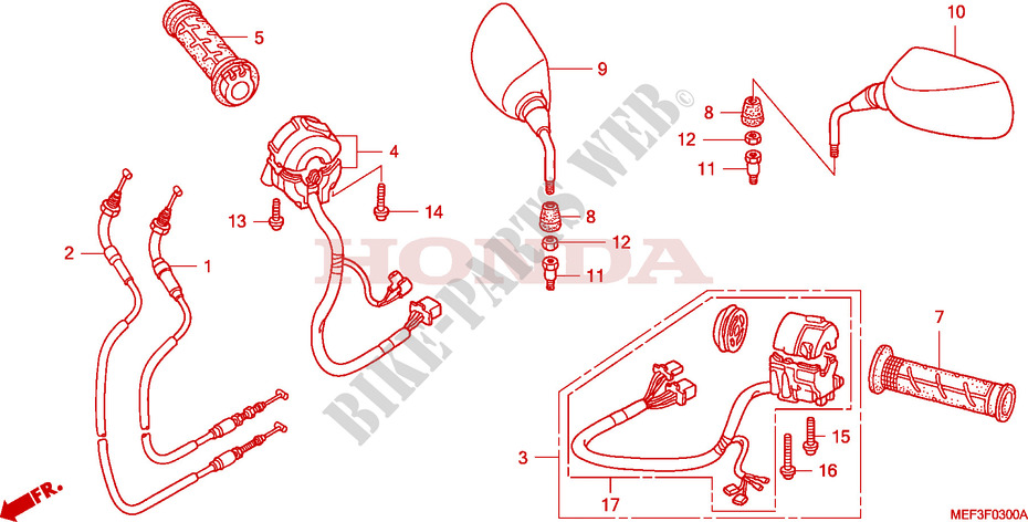 SWITCH   CABLE   MIRROR for Honda SILVER WING 400 2009
