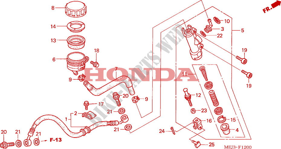 RR. BRAKE MASTER CYLINDER (CB1300/F/F1/S) for Honda CB 1300 ABS FAIRING 2005