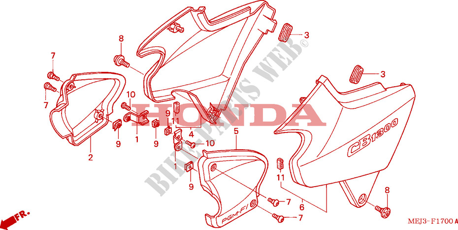 SIDE COVERS (CB1300F/F1) for Honda CB 1300 BI COULEUR 2003