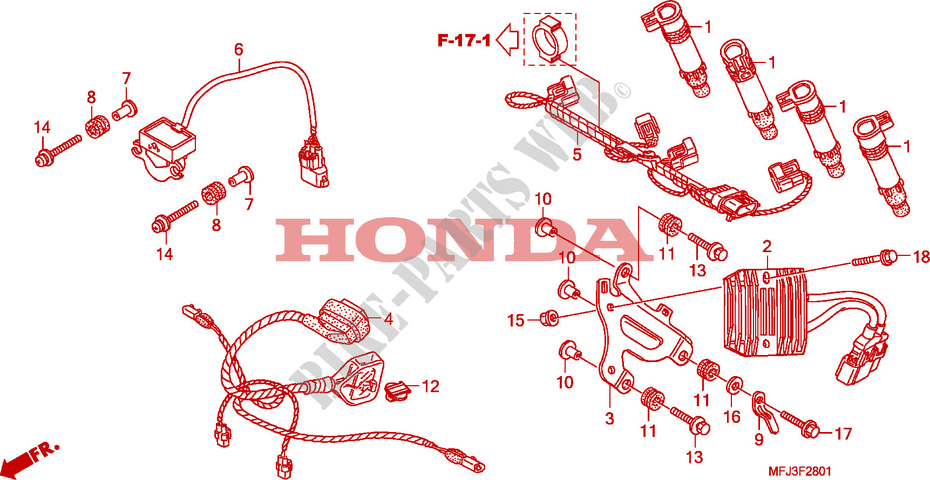 SUB HARNESS SJ50 for Honda CBR 600 RR GREY ORANGE 2011