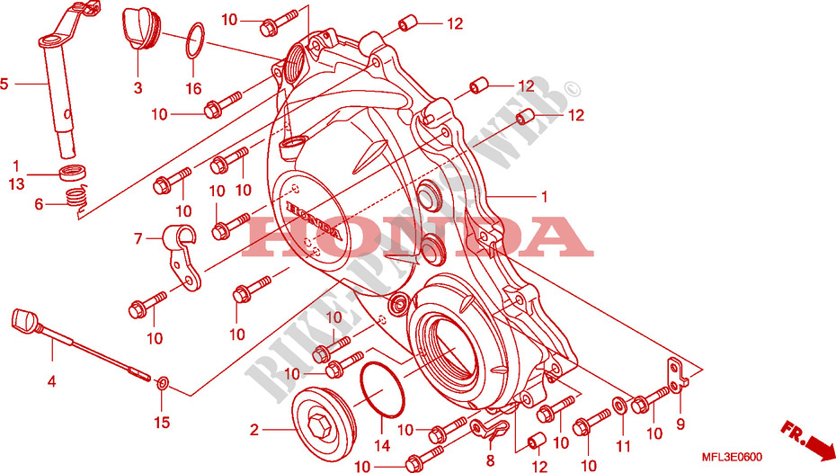 RIGHT CRANKCASE COVER for Honda CBR 1000 RR FIREBLADE LARANJA 2010
