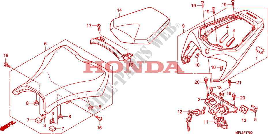 SEAT for Honda CBR 1000 RR FIREBLADE TRICOLOR 2010