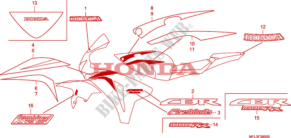 STRIPE/MARK(1) for Honda CBR 1000 RR FIREBLADE ABS NOIRE 2011