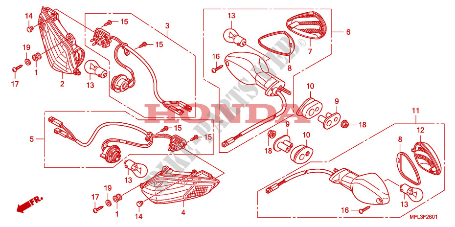WINKER(CBR1000RR9,A,B/RA9 ,A,B) for Honda CBR 1000 RR FIREBLADE ABS PRETO 2011