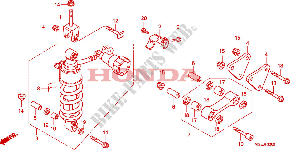 REAR SHOCK ABSORBER for Honda VFR 1200 DCT 2011