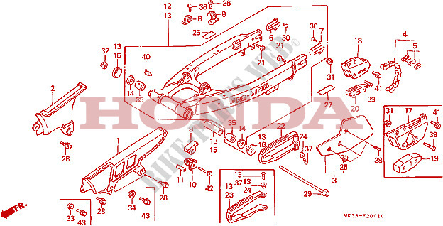 REAR ARM   CHAIN CASE for Honda XR 600 R 1989