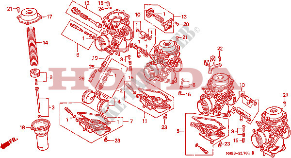 CARBURETOR (COMPONENT PARTS) for Honda CBR 1000 F 1988