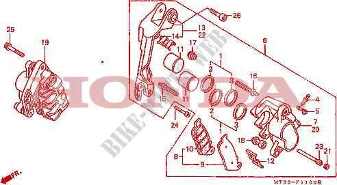 FRONT BRAKE CALIPER (ST1100L/M/N/P/R) for Honda PAN EUROPEAN ST 1100 1991