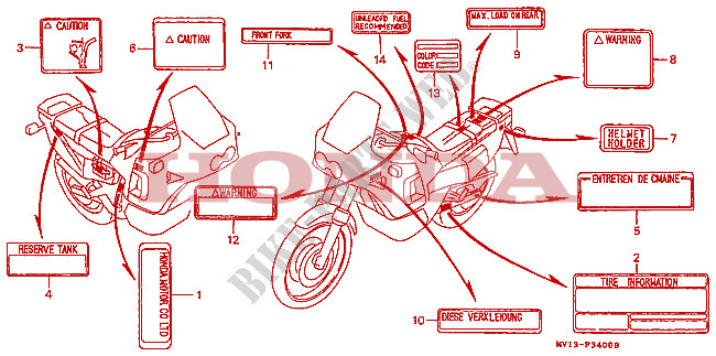 CAUTION LABEL for Honda AFRICA TWIN 750 1991