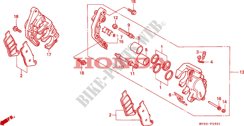 FRONT BRAKE CALIPER (CBR600FS/3F/T/3T/SET) for Honda CBR 600 F3 1996