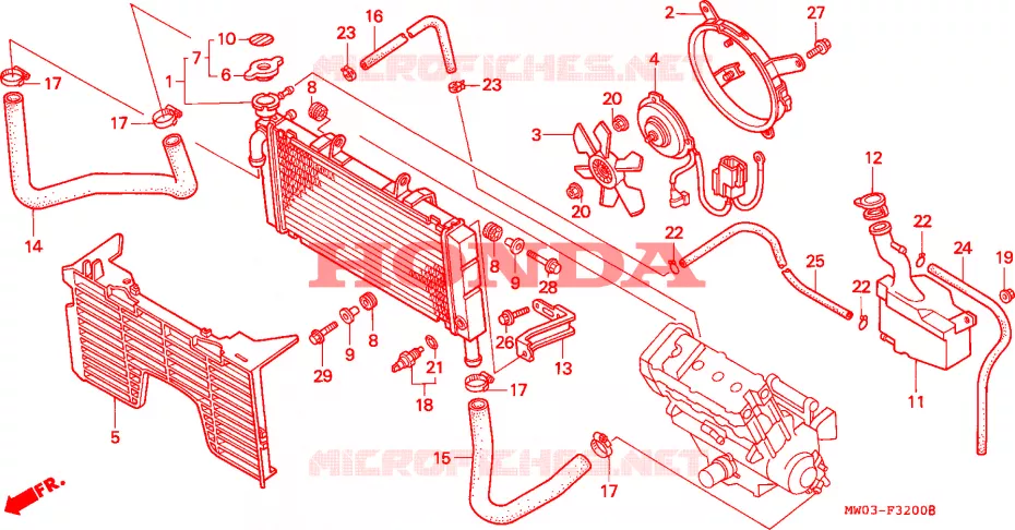 RADIATOR (1) Honda MOTO 900 CBR 1995  CBR900RRS