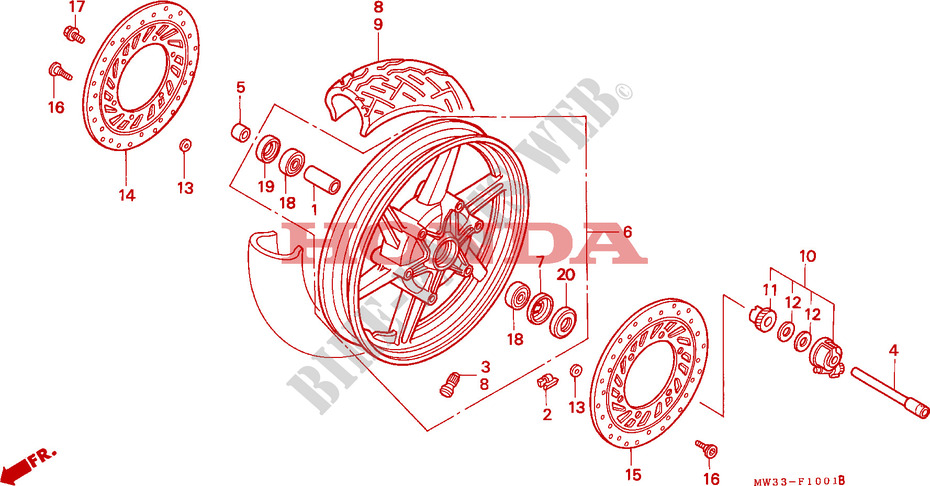 FRONT WHEEL (CB750F2) for Honda SEVEN FIFTY 750 1994
