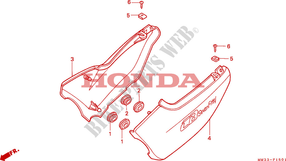 SIDE COVERS (CB750F2) for Honda SEVEN FIFTY 750 50HP 1994