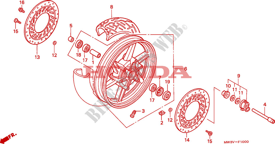 FRONT WHEEL for Honda CB SEVEN FIFTY 750 2001